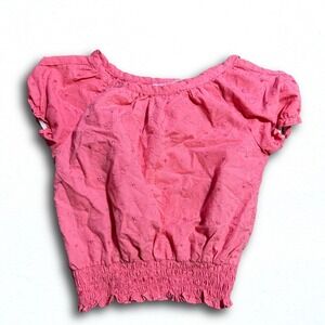 Extremely Me Girls Pink Eyelet Embroidered Smocked Hem Peasant Top Size‎ 6X